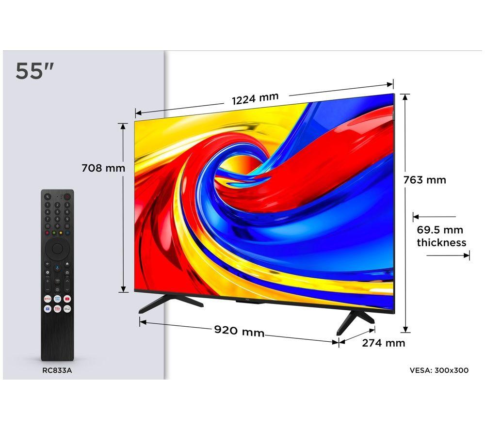 TCL P7L 55" QLED 4K HDR Smart Google TV 2026 - 55P7L-UK
