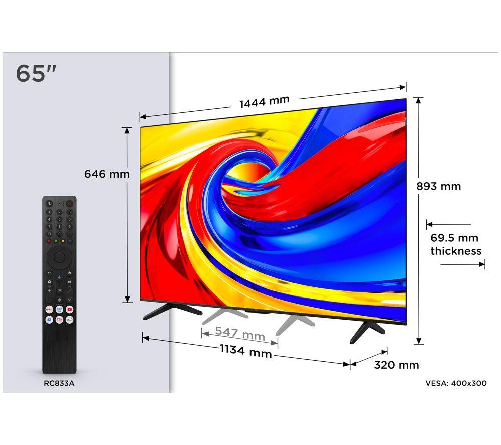 TCL P7L 65" QLED 4K HDR Smart Google TV 2026 - 65P7L-UK