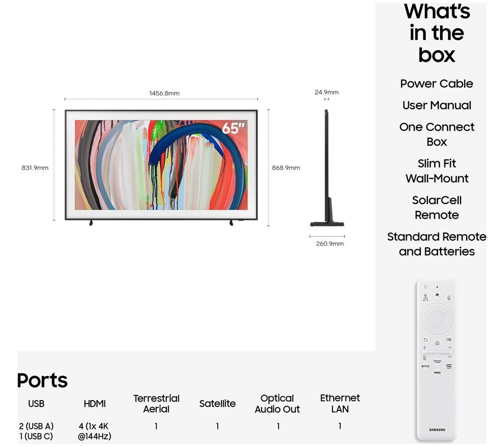 SAMSUNG The Frame (2026) QLED 4K Smart TV con IA de 65" y Modo Arte con soporte de pared Slim Fit - QE65LS03H