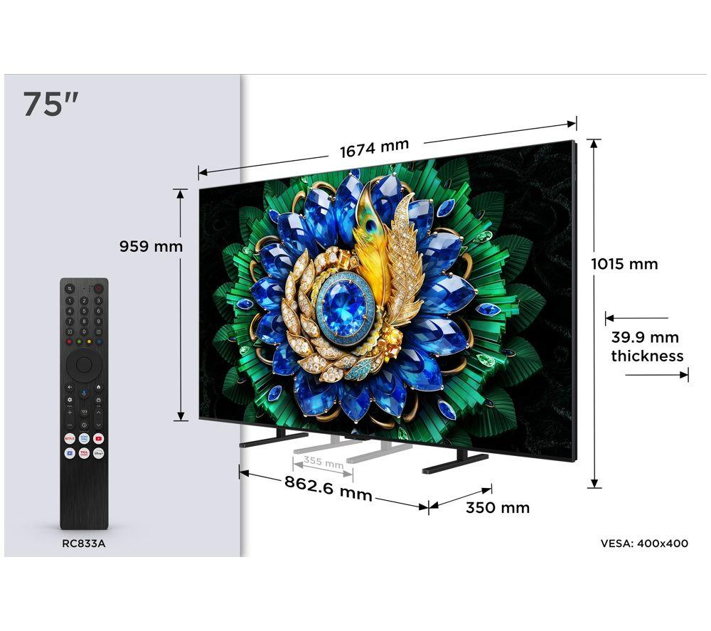 TCL A400M 75" Premium QD-Mini LED 4K HDR Smart Google TV 2026 - 75A400M-UK