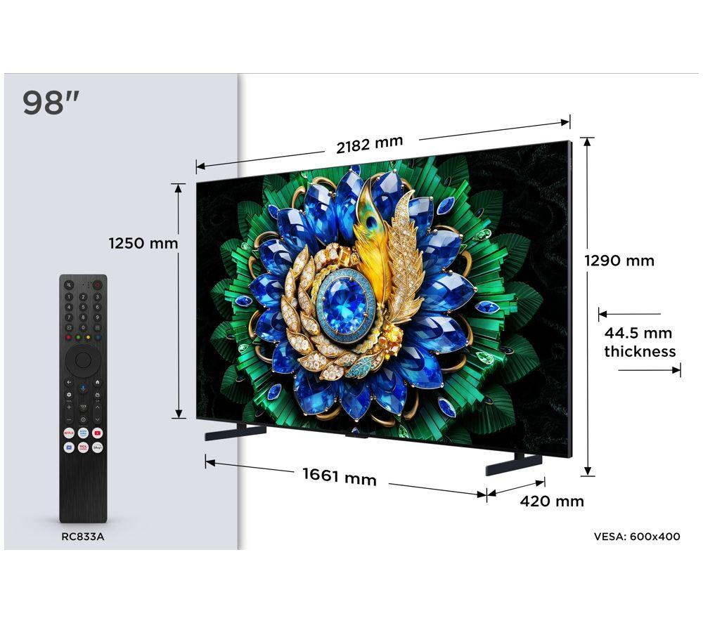 TCL A400M 98" Premium QD-Mini LED 4K HDR Smart Google TV 2026 - 98A400M-UK