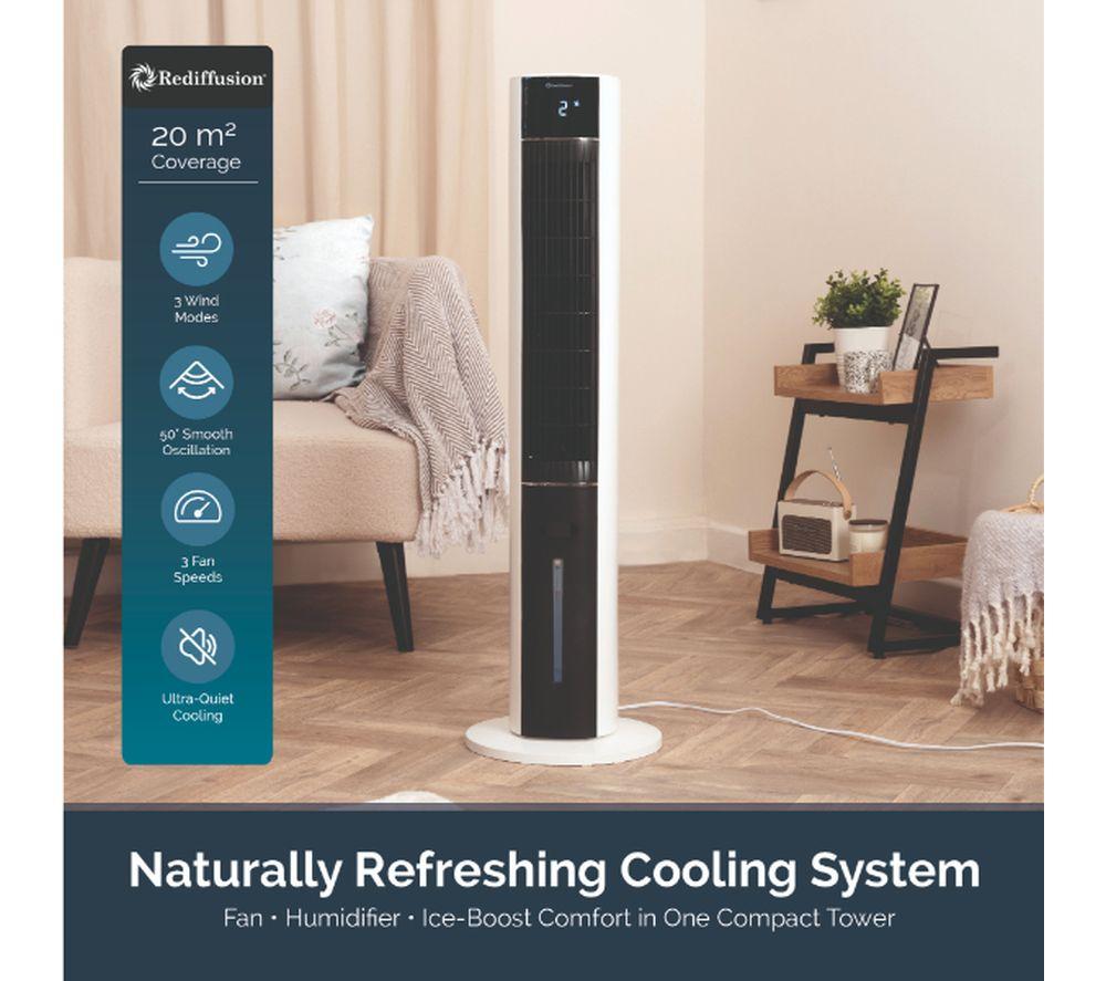 REDIFFUSION ArcticBreeze 38" 3-in-1 Air Cooler & Humidifier Tower Fan - White