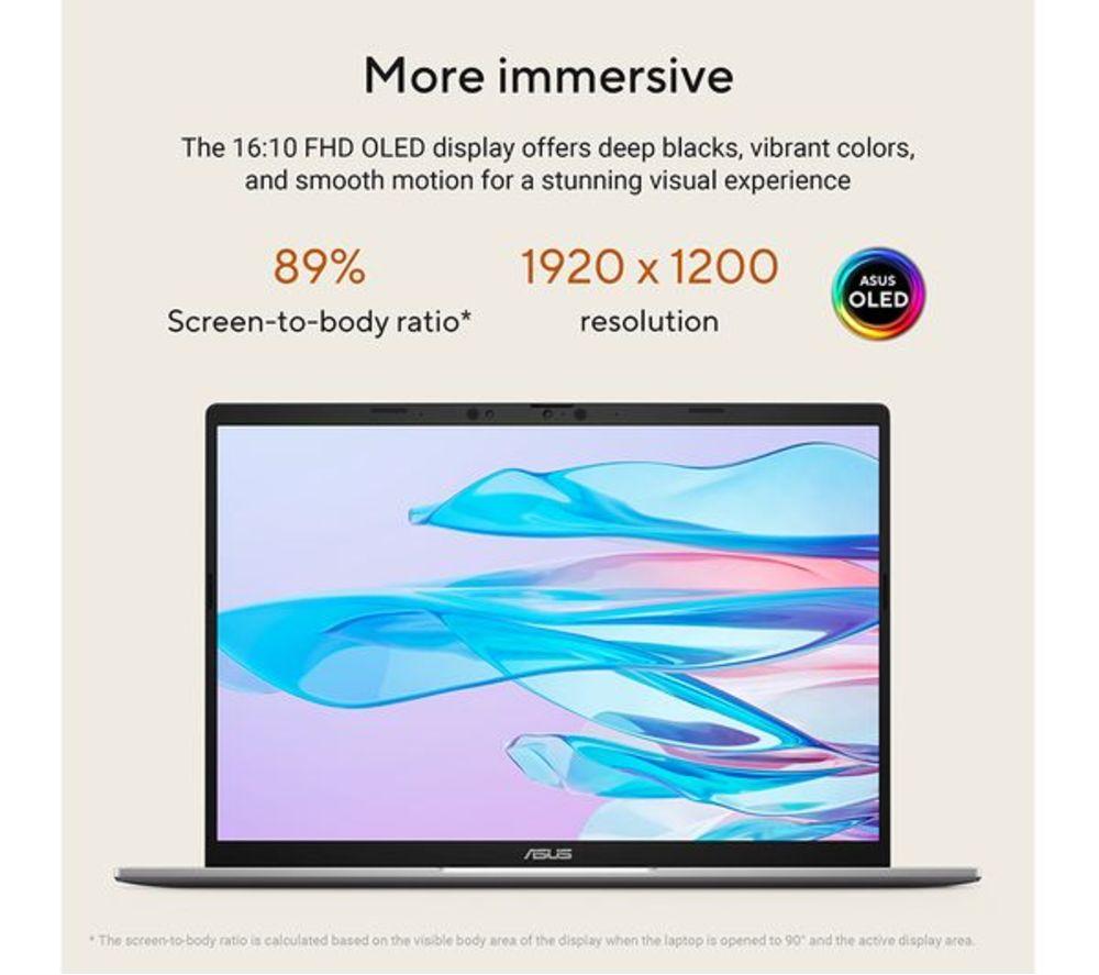 Portátil ASUS Vivobook S16 OLED de 16", Copilot+ PC - AMD Ryzen AI 7, SSD de 1 TB, gris mate
