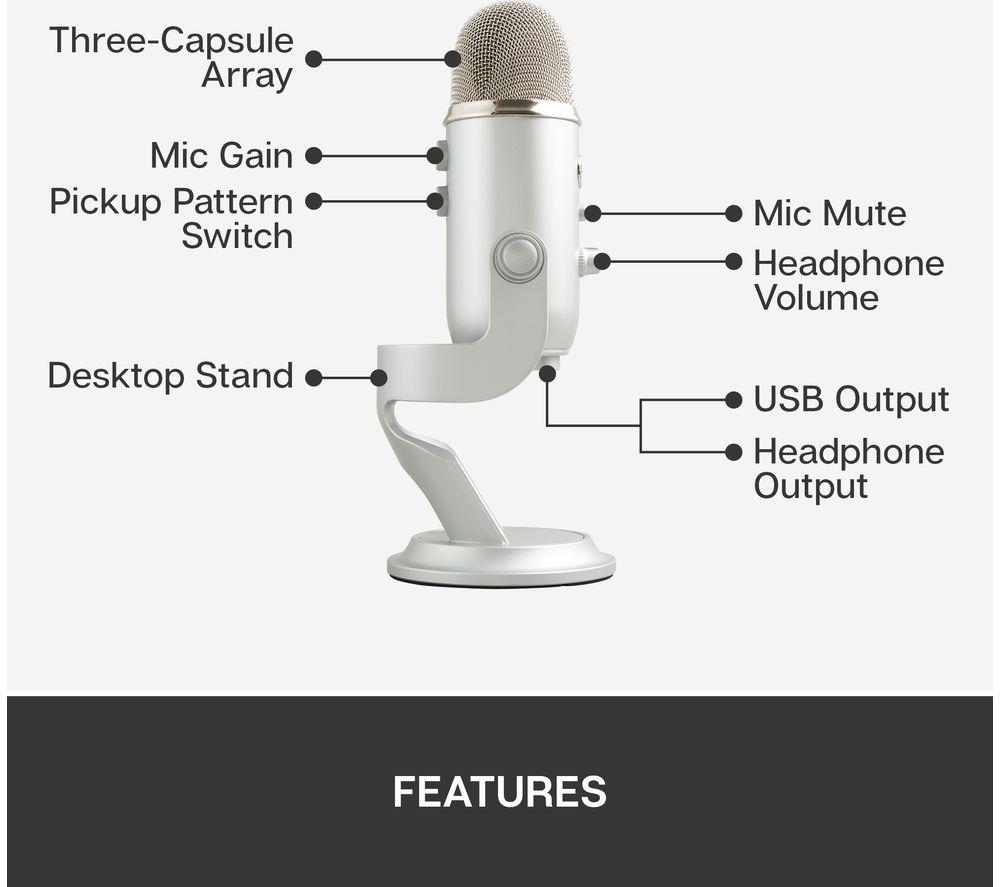 YETI USB Streaming Microphone - Silver