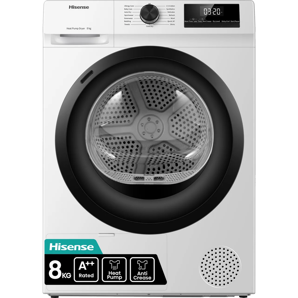 Secadora de Condensación con Bomba de Calor HISENSE 1Q Series DH1Q802BW2 de 8 kg - Blanca