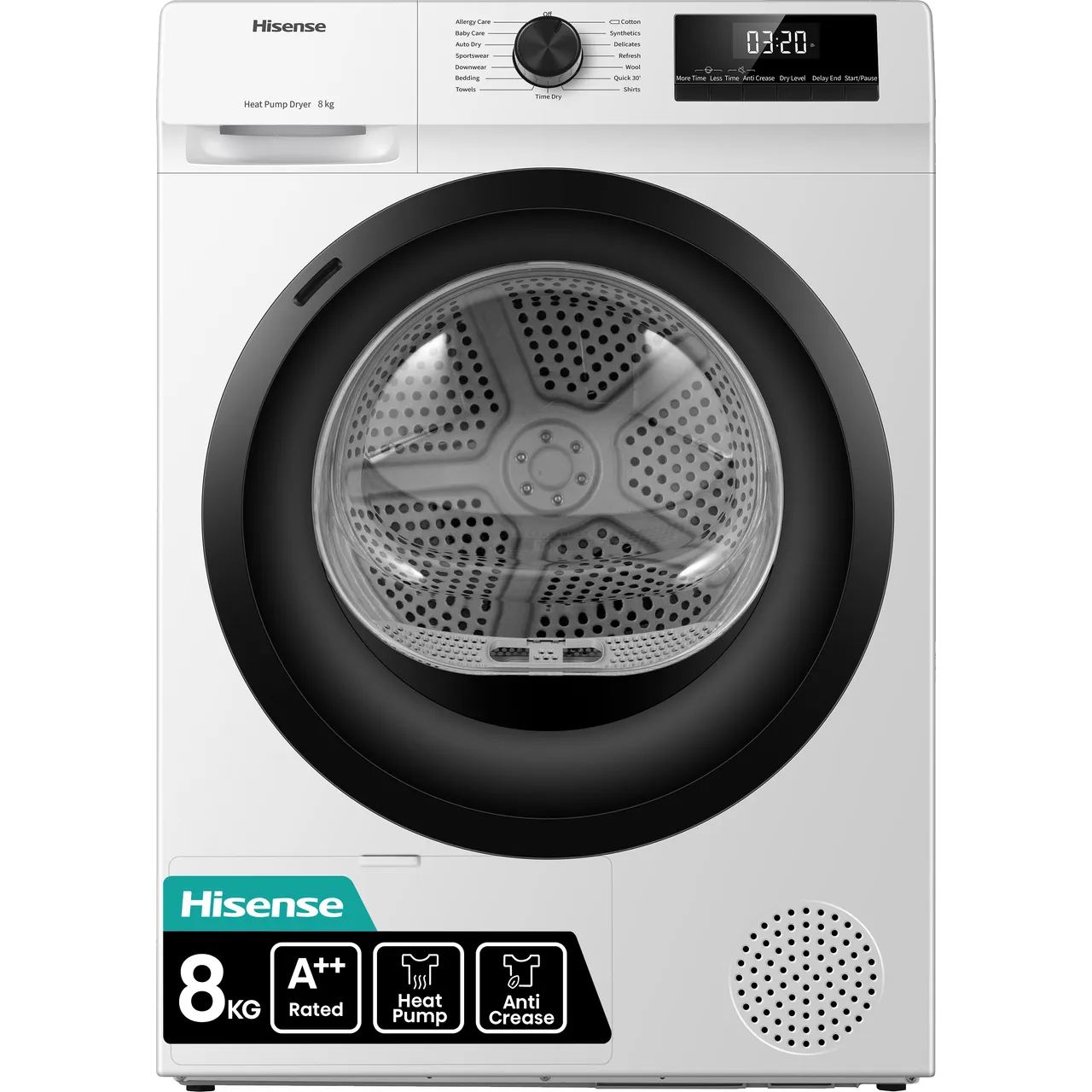 Secadora de Condensación con Bomba de Calor HISENSE 1Q Series DH1Q802BW2 de 8 kg - Blanca