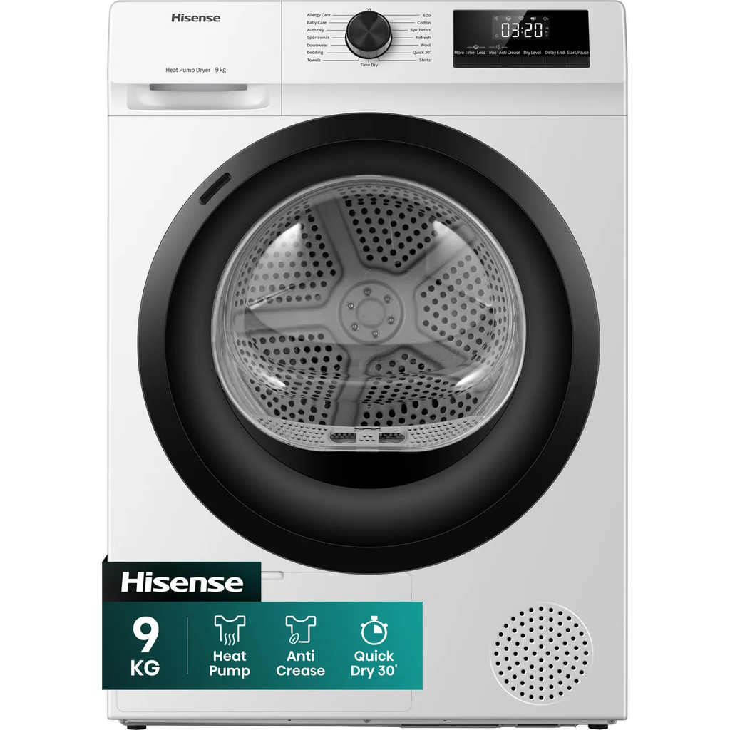 HISENSE Serie 1Q DH1Q902BW2 Secadora de bomba de calor de 9 kg - Blanca