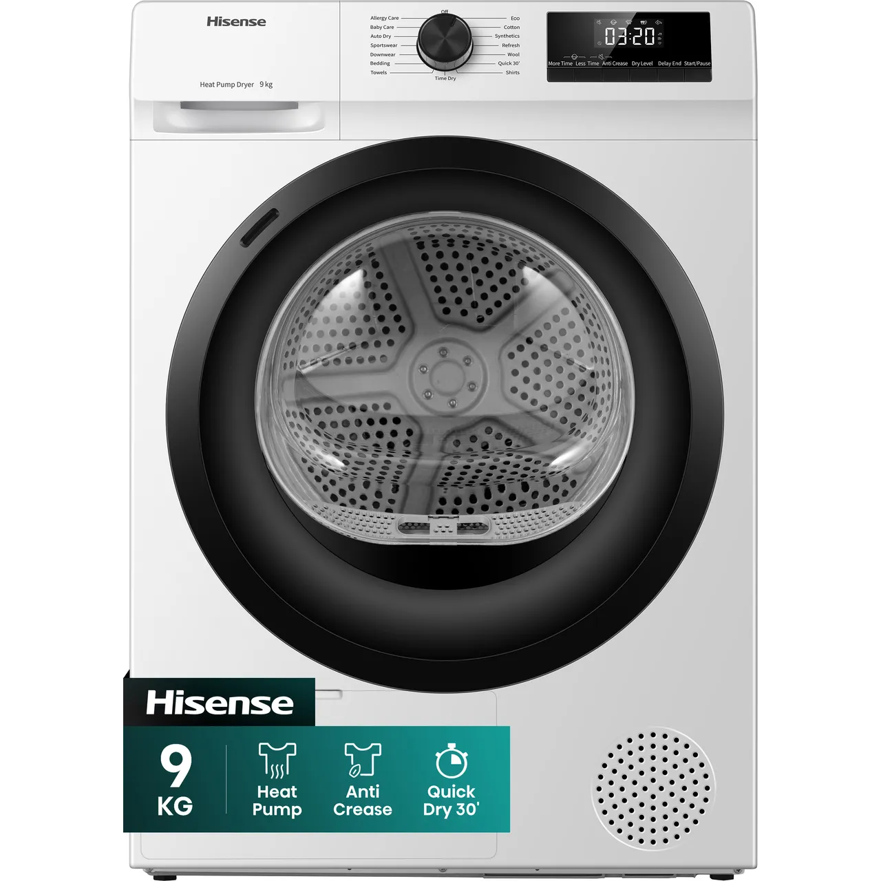 HISENSE Serie 1Q DH1Q902BW2 Secadora de bomba de calor de 9 kg - Blanca