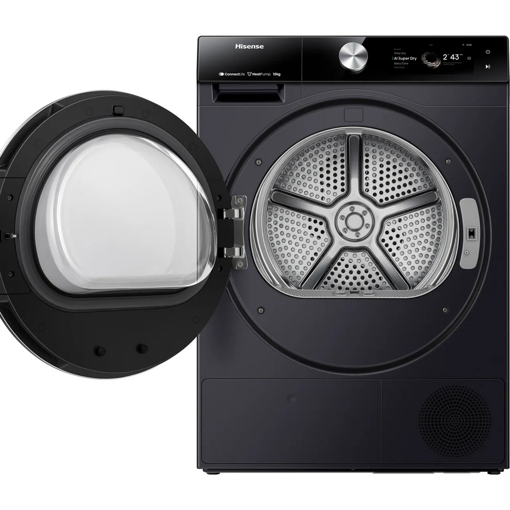 Secadora de bomba de calor HISENSE 7S Series DH7S107BB con IA y WiFi, 10 kg, color negro