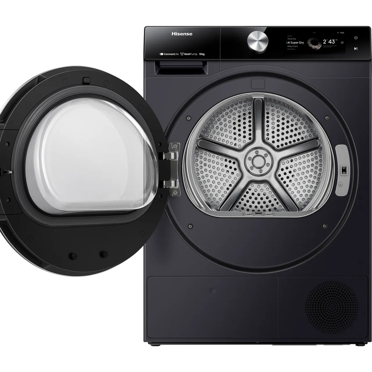 Secadora de bomba de calor HISENSE 7S Series DH7S107BB con IA y WiFi, 10 kg, color negro