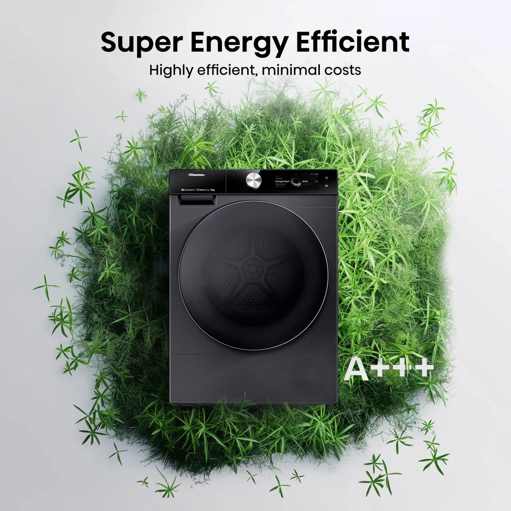 Secadora de bomba de calor HISENSE 7S Series DH7S107BB con IA y WiFi, 10 kg, color negro