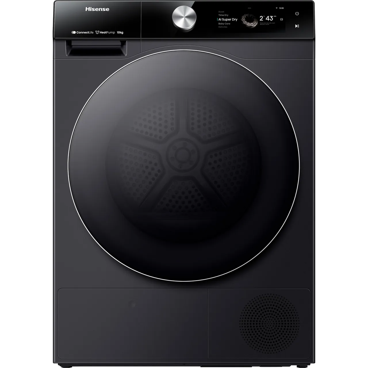 Secadora de bomba de calor HISENSE 7S Series DH7S107BB con IA y WiFi, 10 kg, color negro