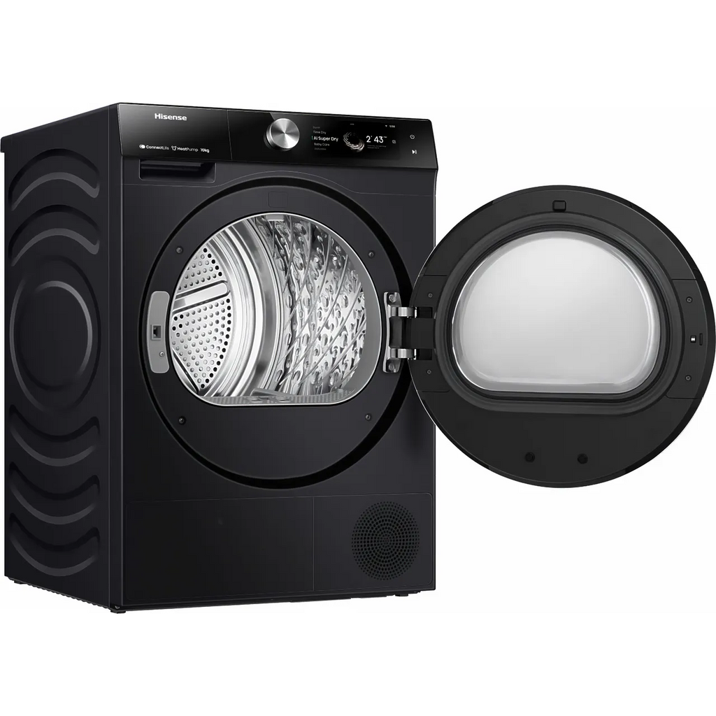 Secadora de bomba de calor HISENSE 7S Series DH7S107BB con IA y WiFi, 10 kg, color negro
