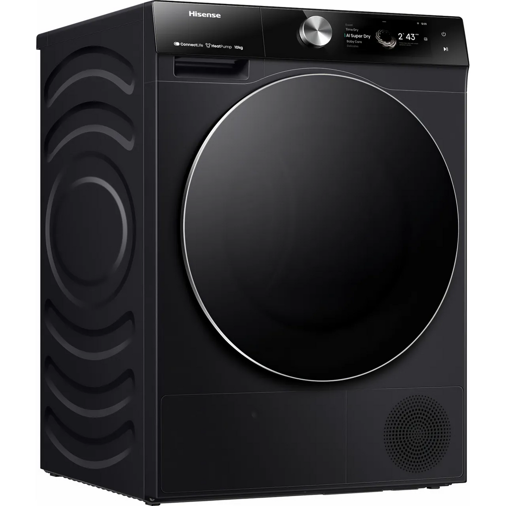 Secadora de bomba de calor HISENSE 7S Series DH7S107BB con IA y WiFi, 10 kg, color negro