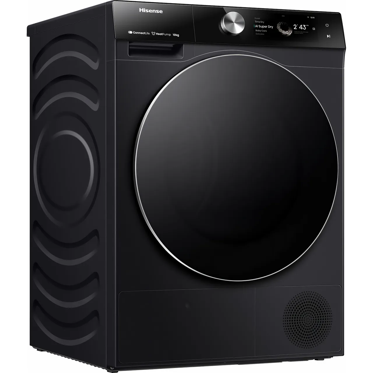 Secadora de bomba de calor HISENSE 7S Series DH7S107BB con IA y WiFi, 10 kg, color negro