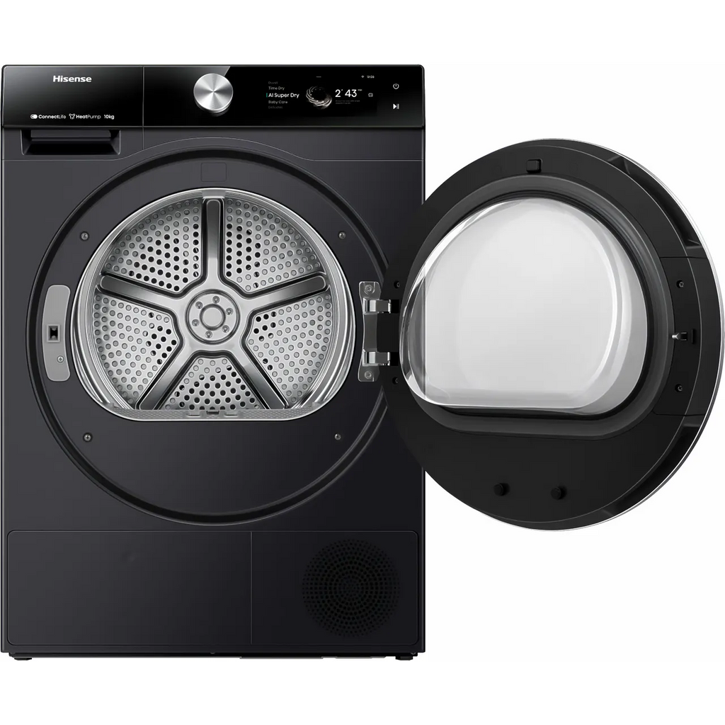Secadora de bomba de calor HISENSE 7S Series DH7S107BB con IA y WiFi, 10 kg, color negro