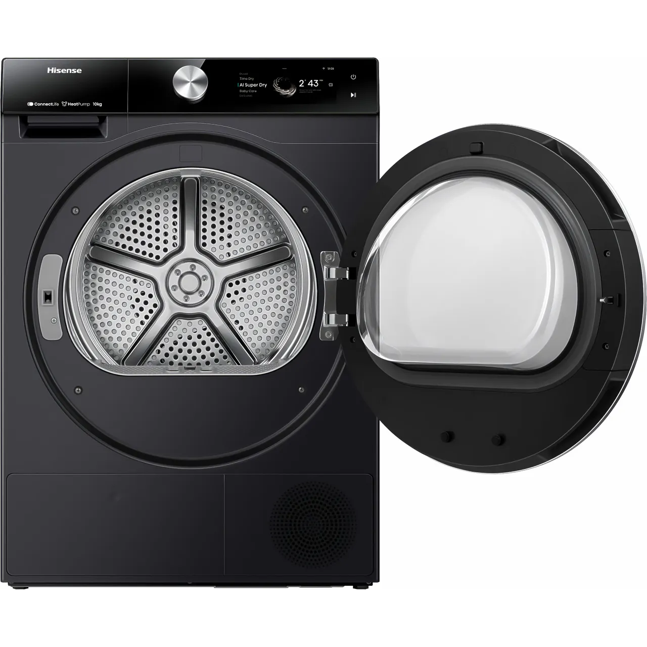 Secadora de bomba de calor HISENSE 7S Series DH7S107BB con IA y WiFi, 10 kg, color negro