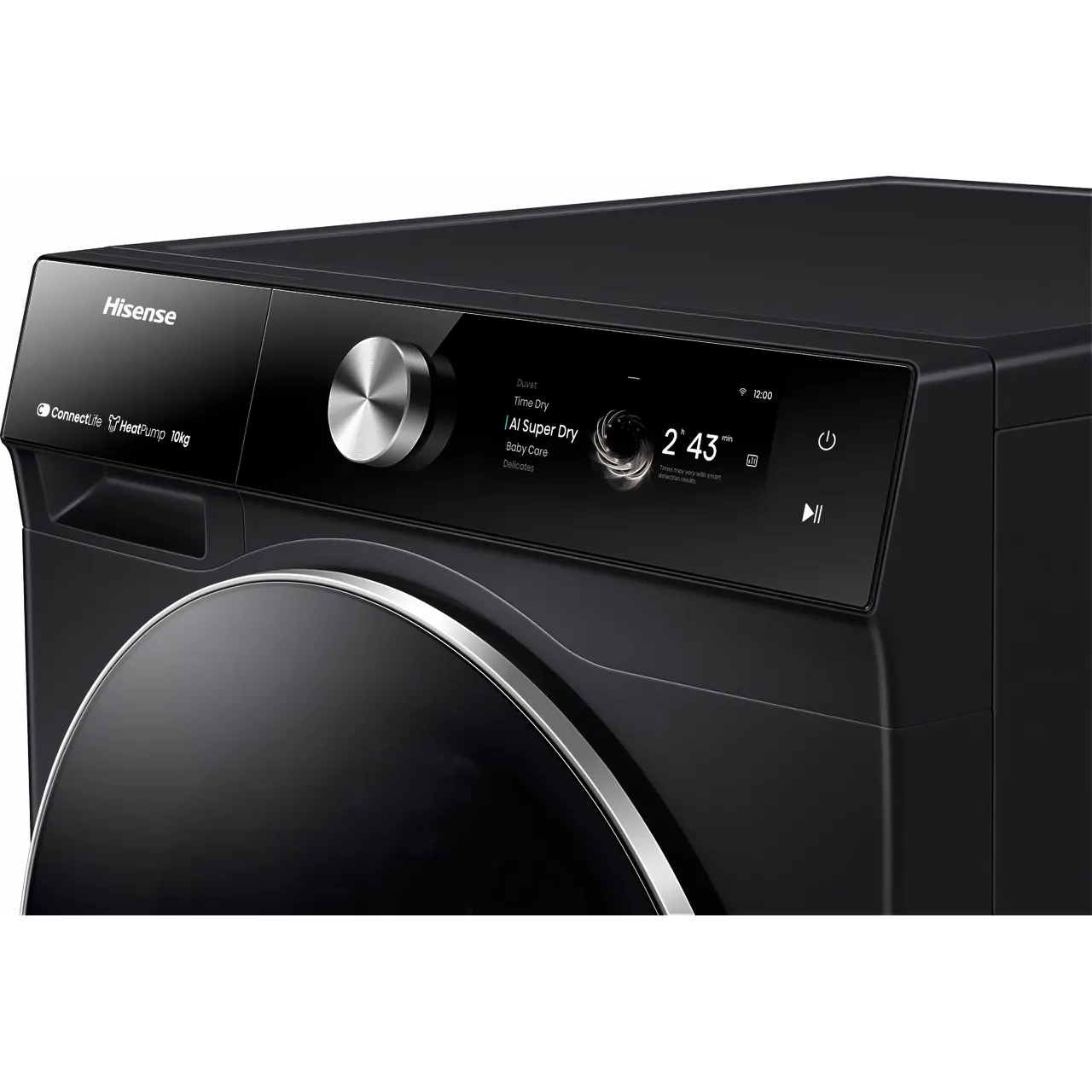 Secadora de bomba de calor HISENSE 7S Series DH7S107BB con IA y WiFi, 10 kg, color negro