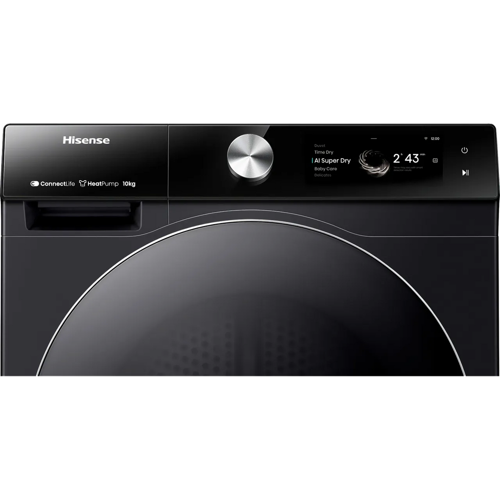 Secadora de bomba de calor HISENSE 7S Series DH7S107BB con IA y WiFi, 10 kg, color negro