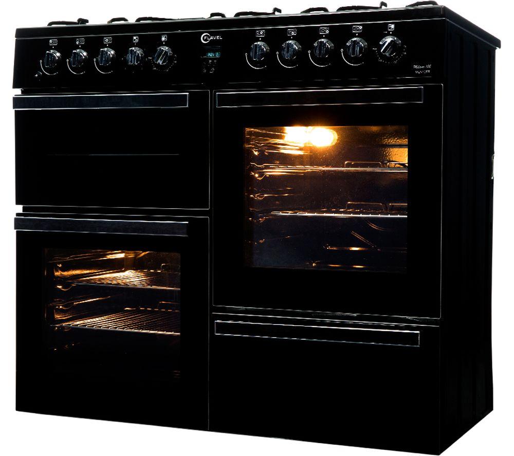 Cocina Flavel Milano de combustible dual, 100 CM, FRK, negro y cromo