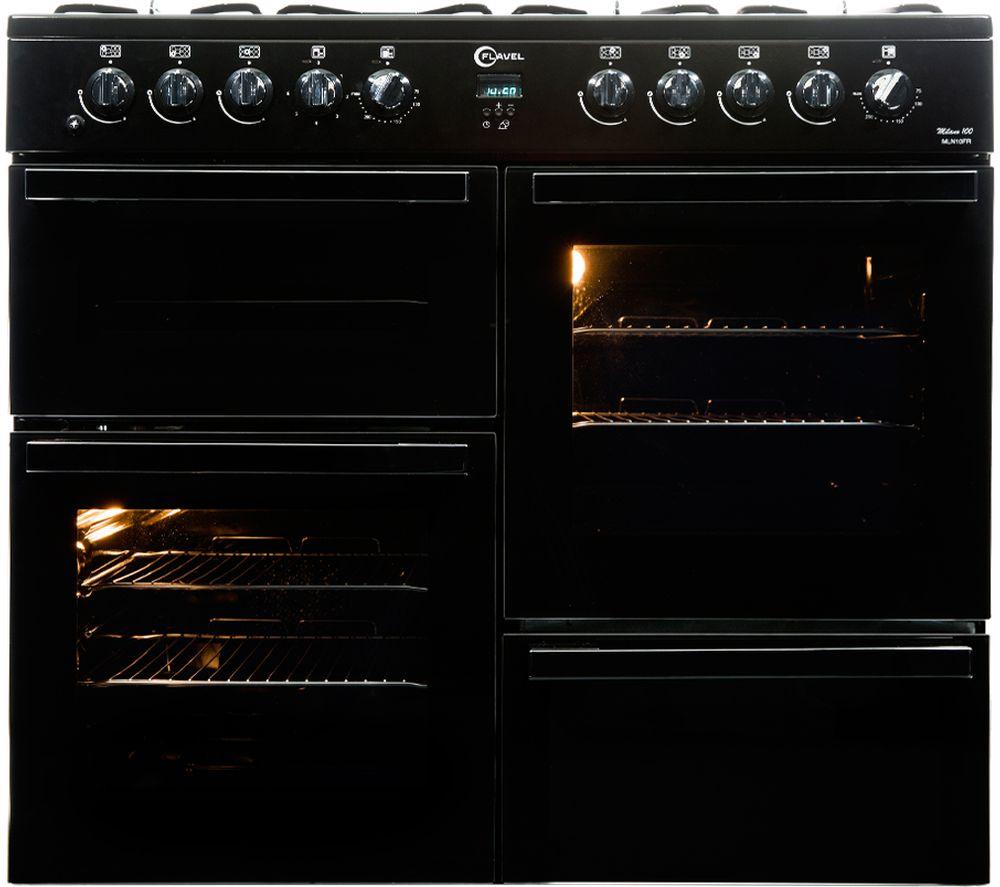 Cocina Flavel Milano de combustible dual, 100 CM, FRK, negro y cromo
