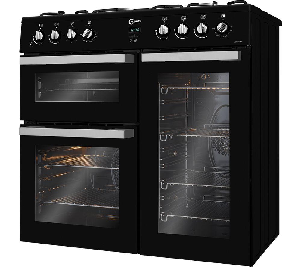 Cocina independiente de doble combustible FLAVEL MLN9FRK de 90 cm - Negro