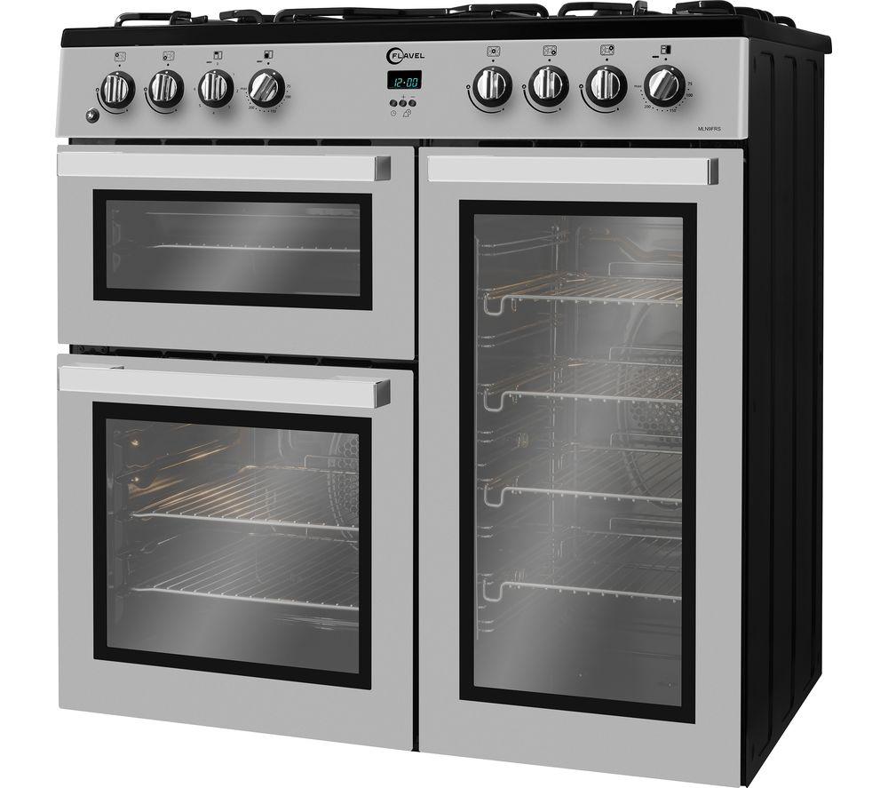 Cocina de doble combustible FLAVEL MLN9FRS de 90 cm - Plata y Negro