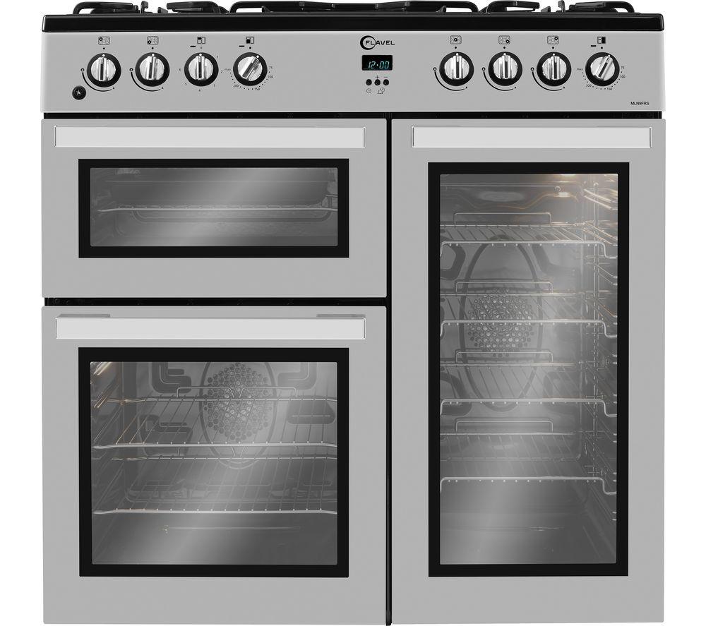 Cocina de doble combustible FLAVEL MLN9FRS de 90 cm - Plata y Negro