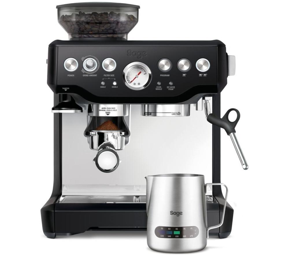 SAGE the Barista Express SES875 Bean to Cup Coffee Machine with Milk Jug - Black Truffle