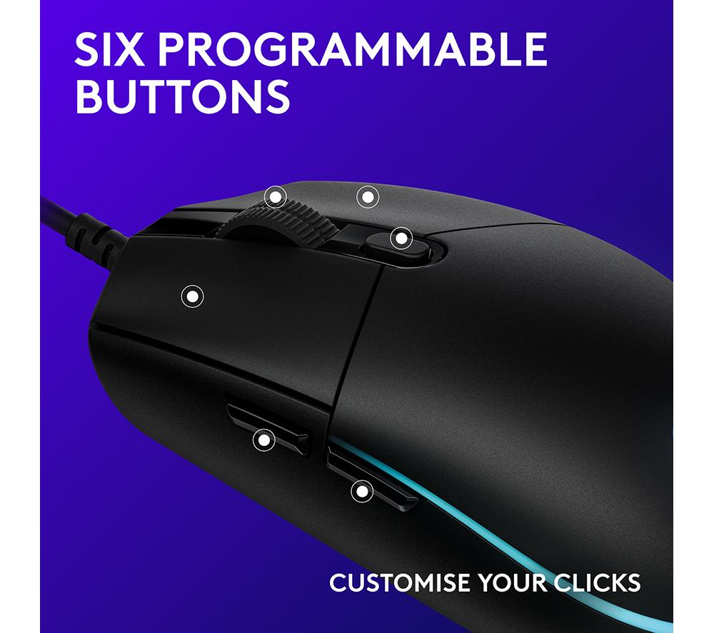 Ratón óptico para juegos LOGITECH G203 Lightsync - Negro