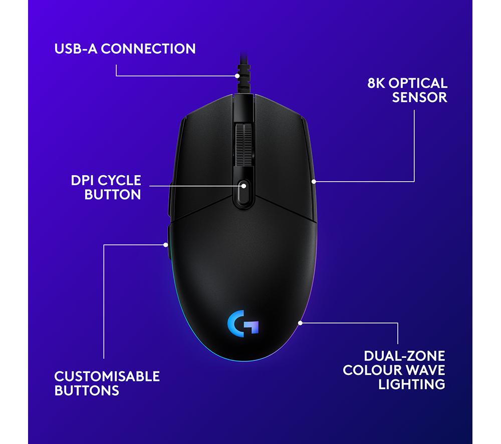 Ratón óptico para juegos LOGITECH G203 Lightsync - Negro