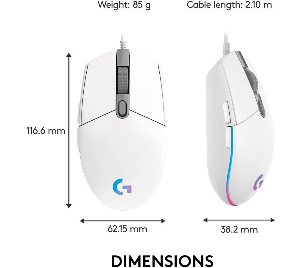 Mouse óptico para juegos Logitech G203 Lightsync - Blanco