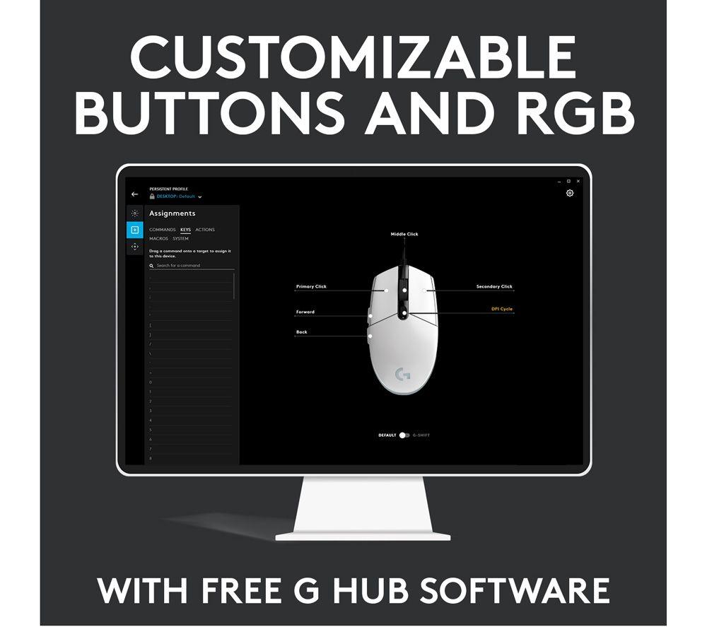 Mouse óptico para juegos Logitech G203 Lightsync - Blanco