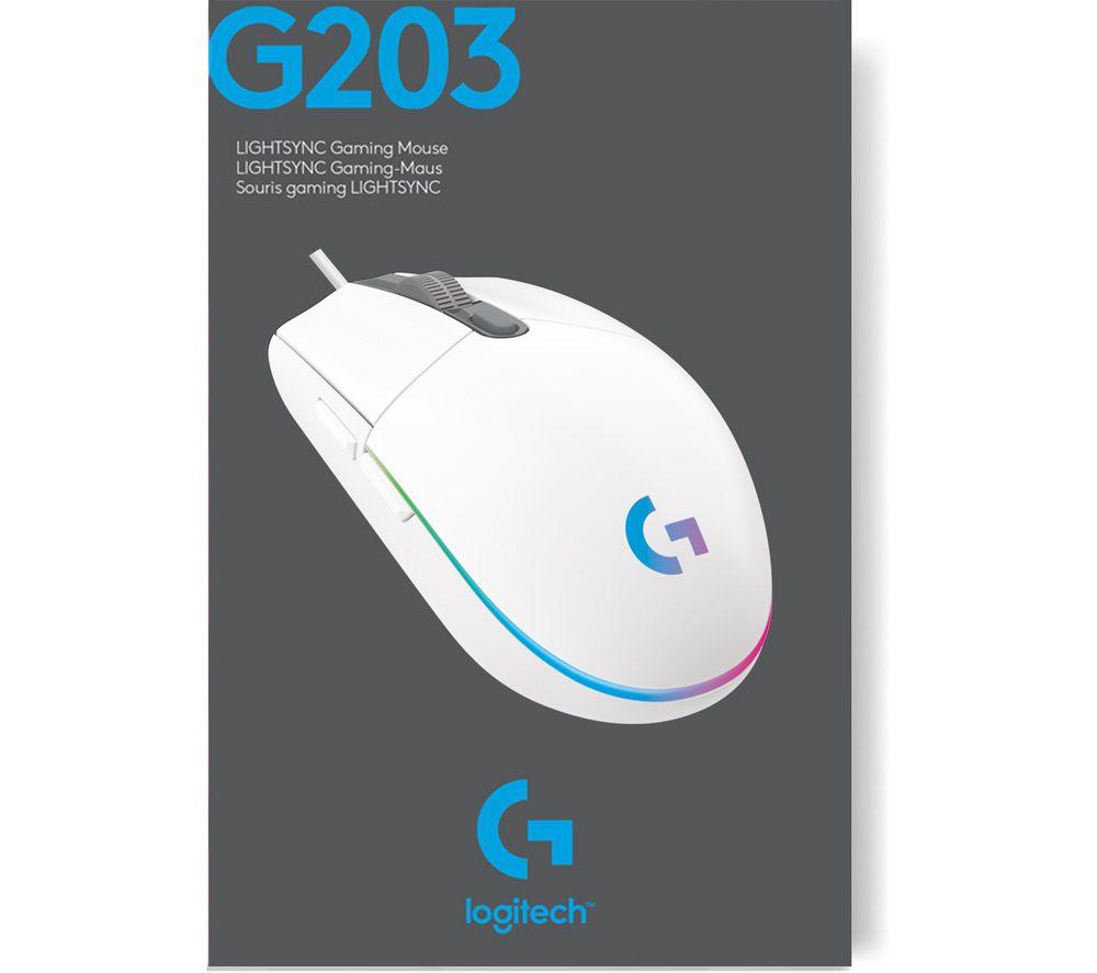 Mouse óptico para juegos Logitech G203 Lightsync - Blanco