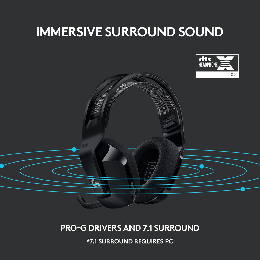 LOGITECH G733 LIGHTSPEED Kabelloses Gaming-Headset - Schwarz