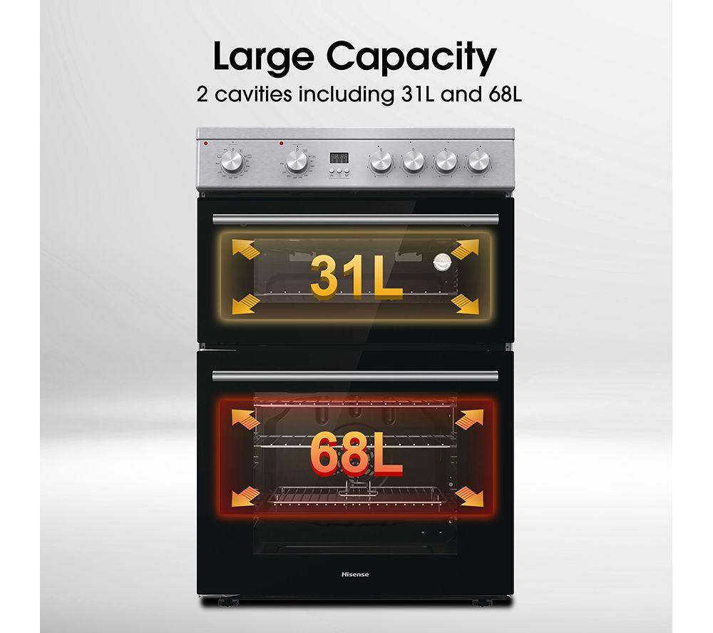 HISENSE HDE3211BXUK Encimera eléctrica de cerámica de 60 cm - Negro y acero inoxidable