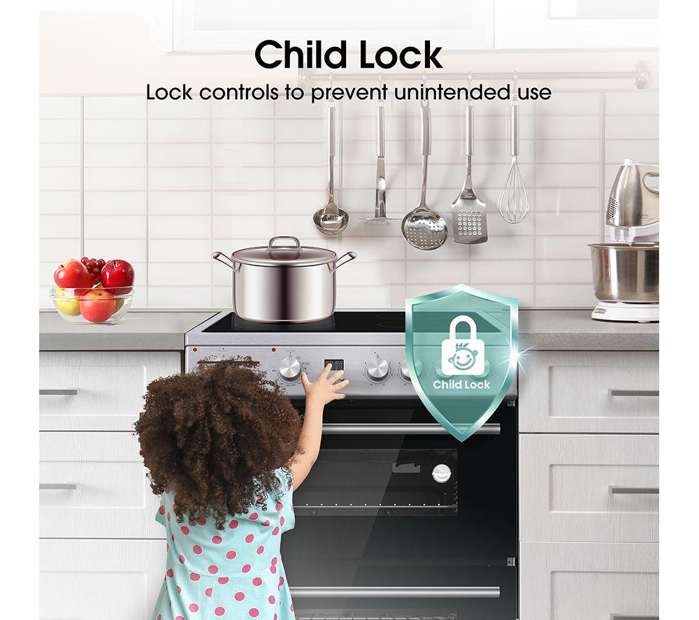 HISENSE HDE3211BXUK Encimera eléctrica de cerámica de 60 cm - Negro y acero inoxidable