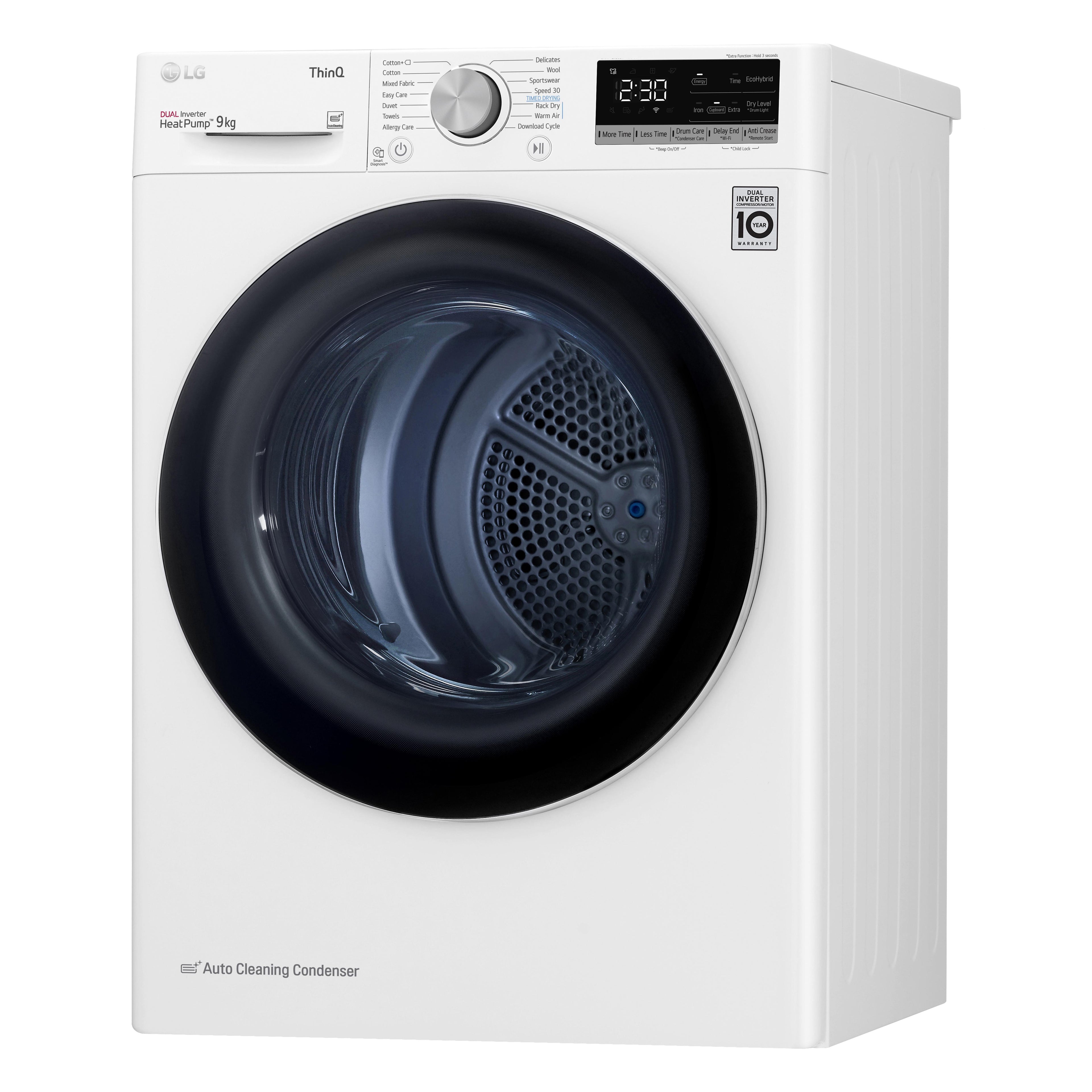 LG Series 4 ThinQ FDV709W WiFi-enabled 9 kg Heat Pump Tumble Dryer - White