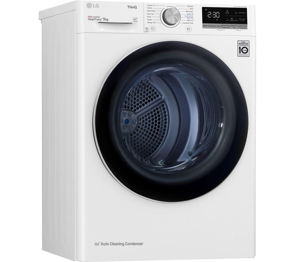 LG Series 4 ThinQ FDV709W WiFi-enabled 9 kg Heat Pump Tumble Dryer - White