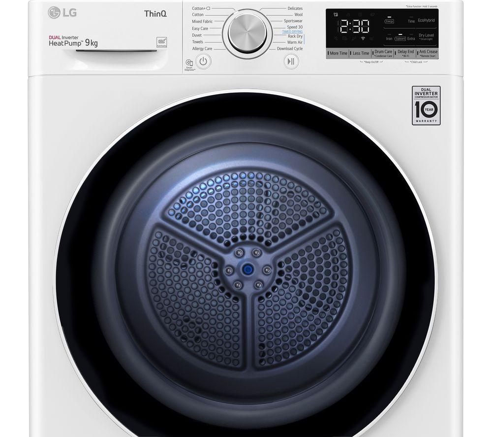 LG Series 4 ThinQ FDV709W WiFi-enabled 9 kg Heat Pump Tumble Dryer - White