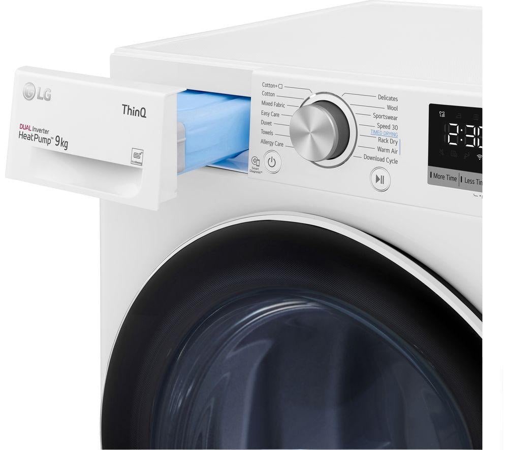 LG Series 4 ThinQ FDV709W WiFi-enabled 9 kg Heat Pump Tumble Dryer - White