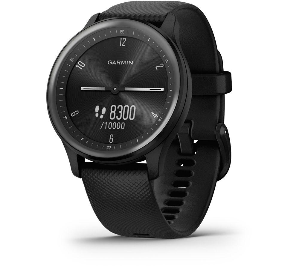 GARMIN vivomove Sport – Schwarz, Silikonarmband, Klein