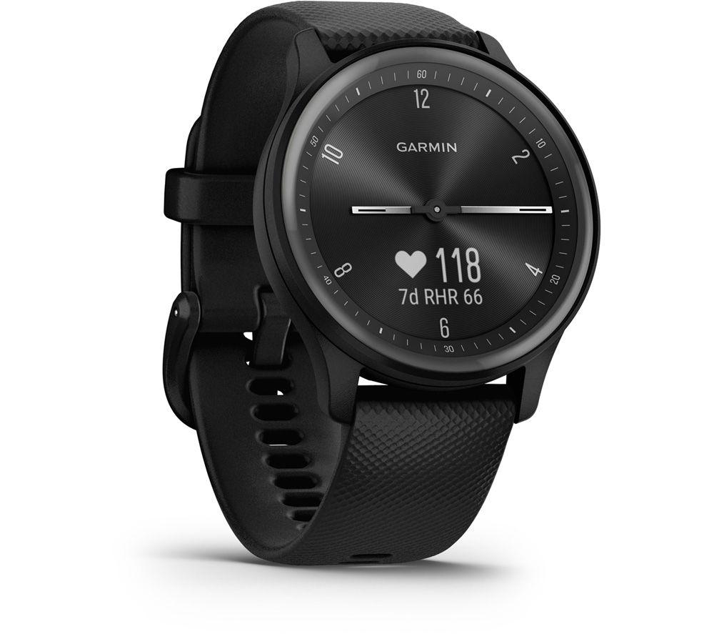 GARMIN vivomove Sport – Schwarz, Silikonarmband, Klein