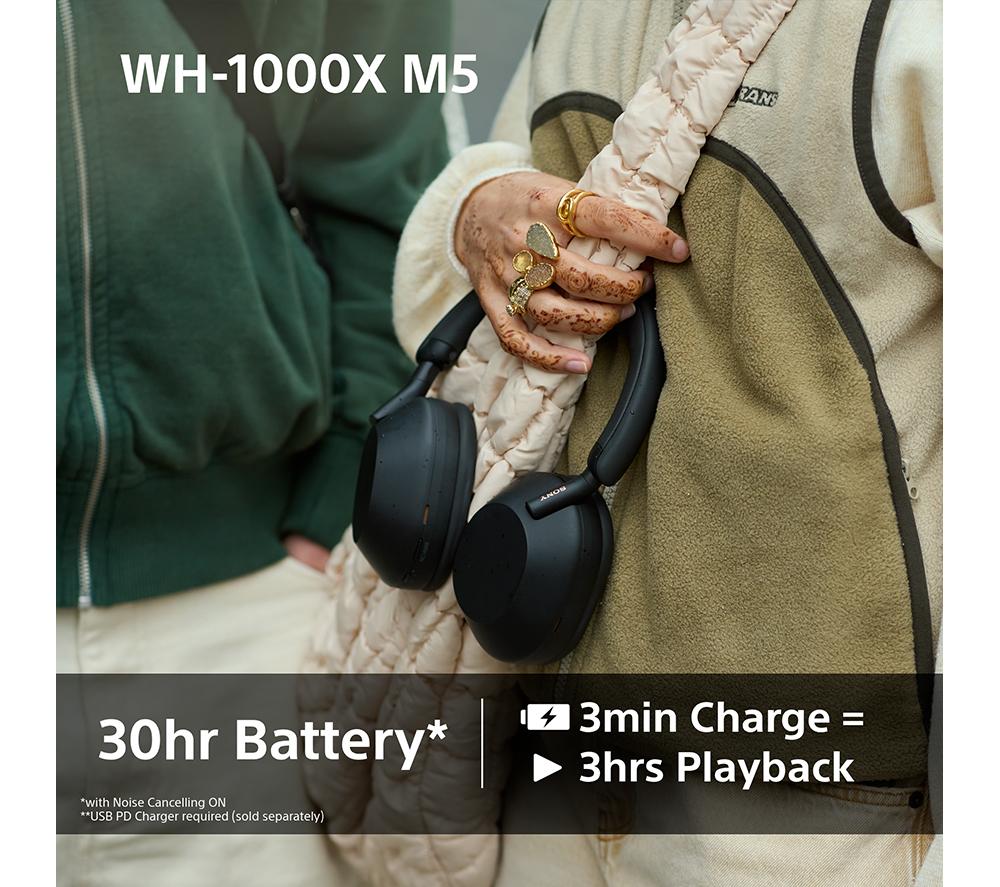 SONY WH-1000XM5 Wireless Bluetooth Noise-Cancelling Headphones - Black