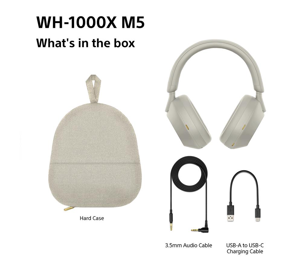 SONY WH-1000XM5 Wireless Bluetooth Noise-Cancelling Headphones - Silver