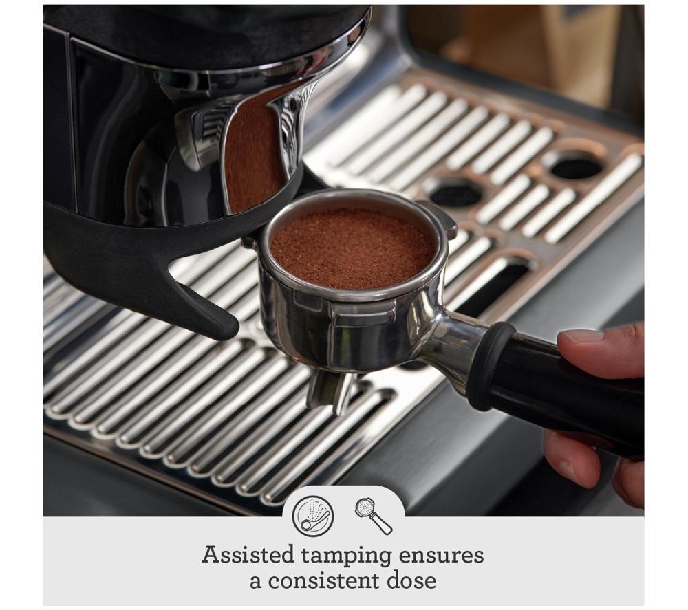 SAGE the Barista Express Impress SES876 Kaffeemaschine mit integriertem Mahlwerk - Schwarz gebürsteter Edelstahl