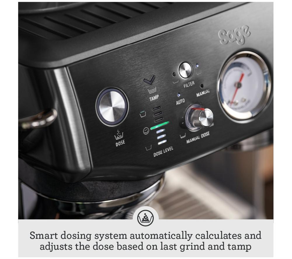 SAGE the Barista Express Impress SES876 Kaffeemaschine mit integriertem Mahlwerk - Schwarz gebürsteter Edelstahl