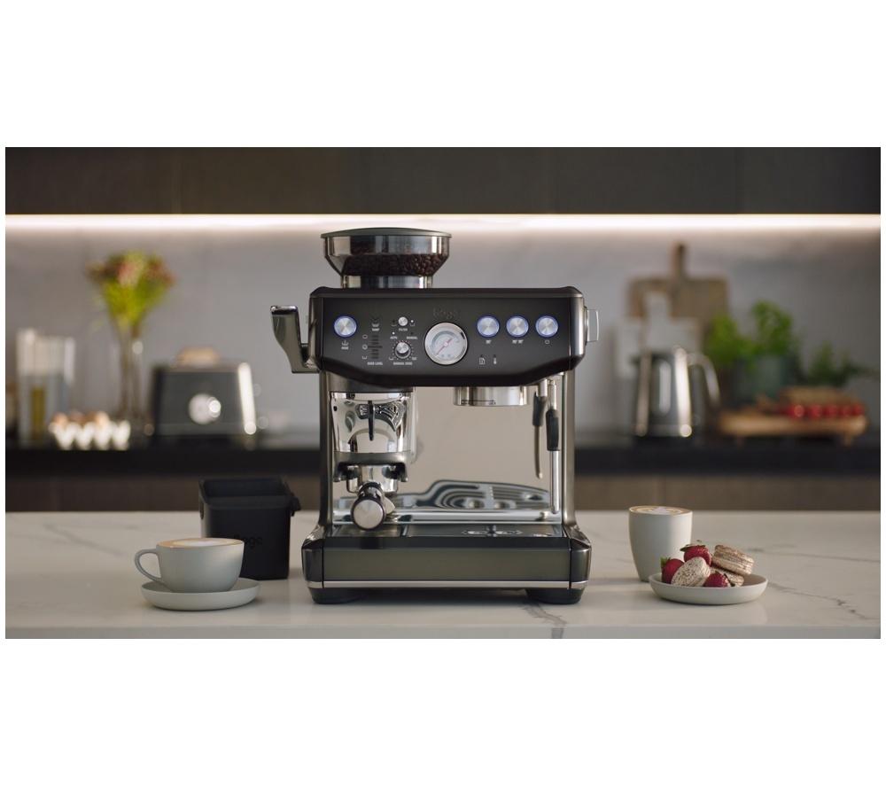 SAGE the Barista Express Impress SES876 Kaffeemaschine mit integriertem Mahlwerk - Schwarz gebürsteter Edelstahl