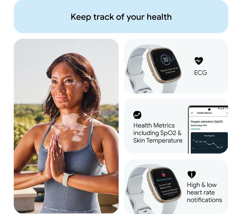 FITBIT Sense 2 Smartwatch - Blue Mist & Soft Gold