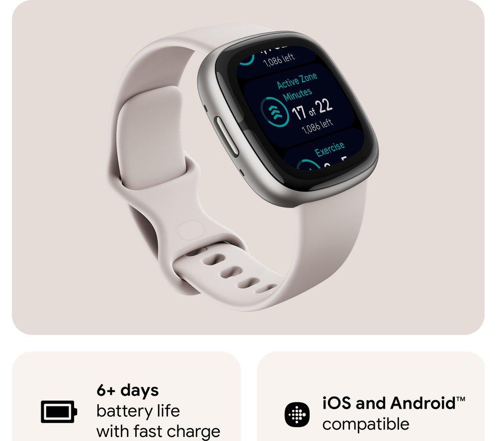 FITBIT Sense 2 Smartwatch – Mondweiß & Platin